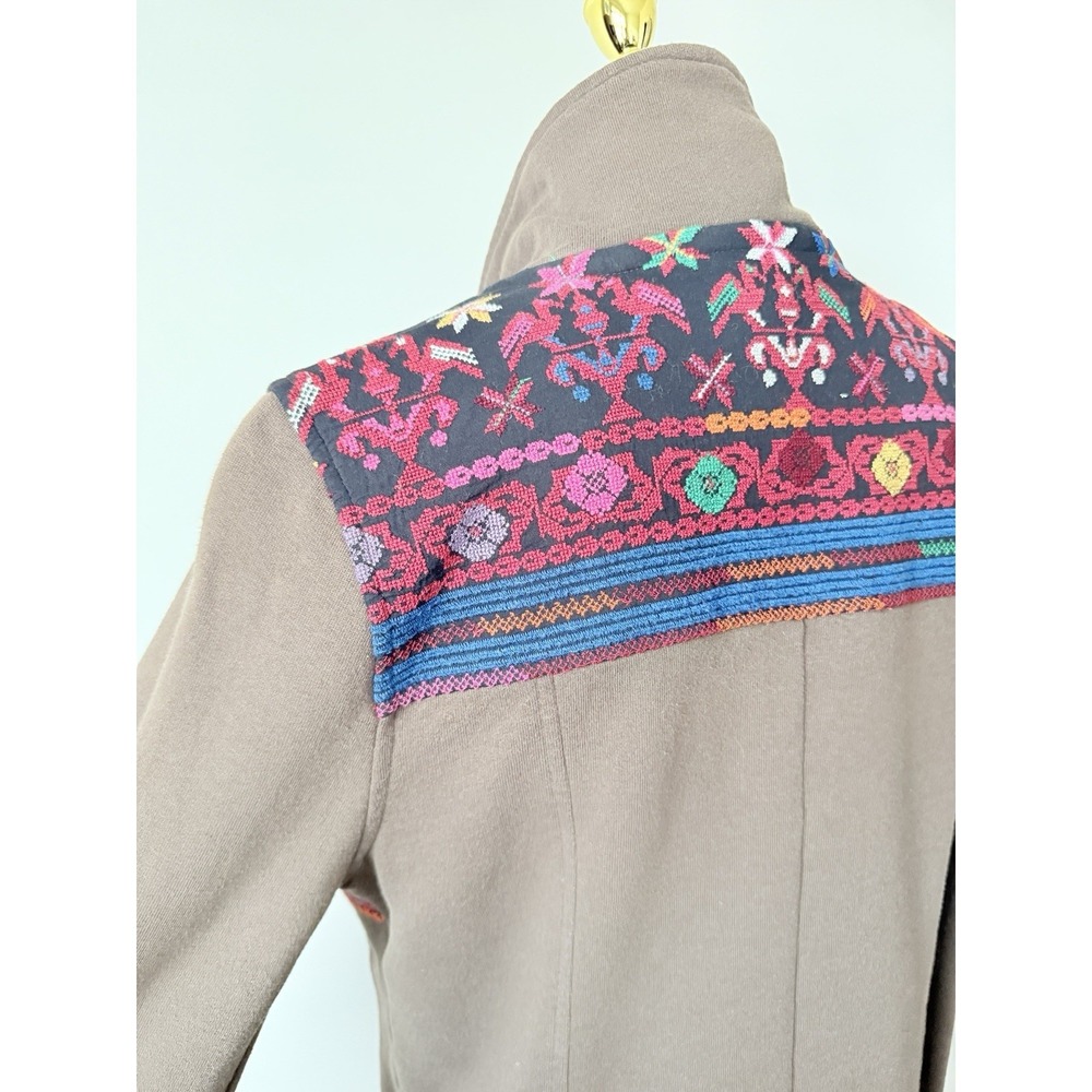 Ecote Women's L Embroidered Southwest Moto Zip Jacket Brown - Picture 15 of 16